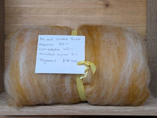 Mixed carded batt -  65 grams