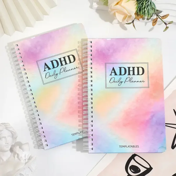A5 Daily Focus Planner – Undated Daily Planner Notebook with Stickers
