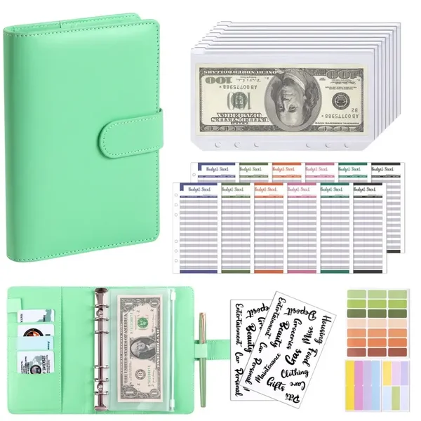 A6 Budget Binder Organizer – PU Leather Cash Envelope & Savings Planner