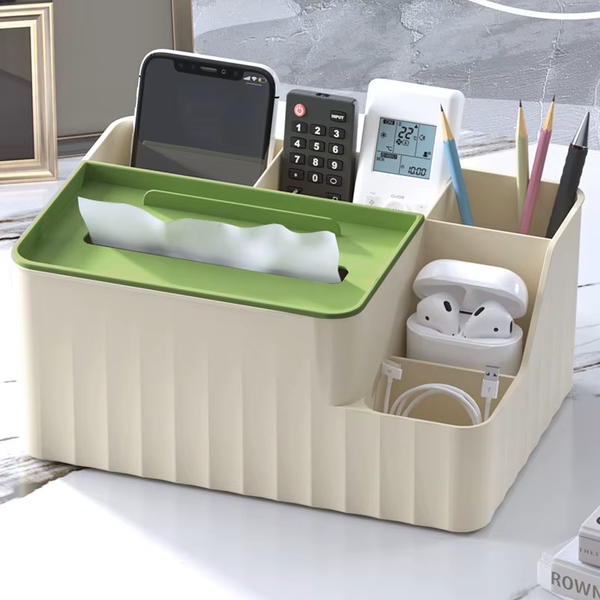 6-Section Desk Organizer & Tissue Box