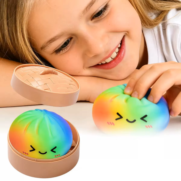 Cute Bao Bun Dumpling Squishy Fidget Toy – Glitter Slime Stress Relief Toy