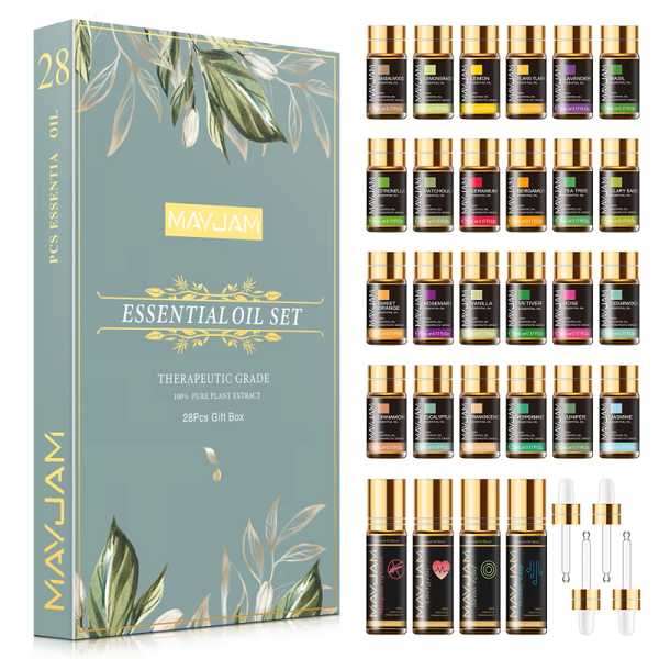 28-Piece Essential Oil Gift Set – Aromatherapy & Self-Care Scents