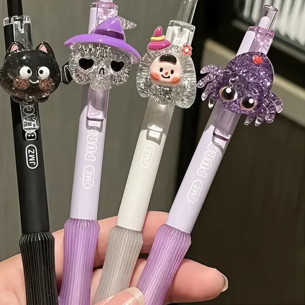 Halloween Glitter Gel Pens – Scented Black Ink Ghost & Pumpkin Pens