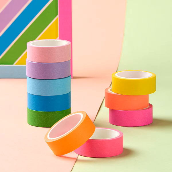 10-Roll Rainbow Washi Tape Set – Decorative Tape for Journals & Crafts