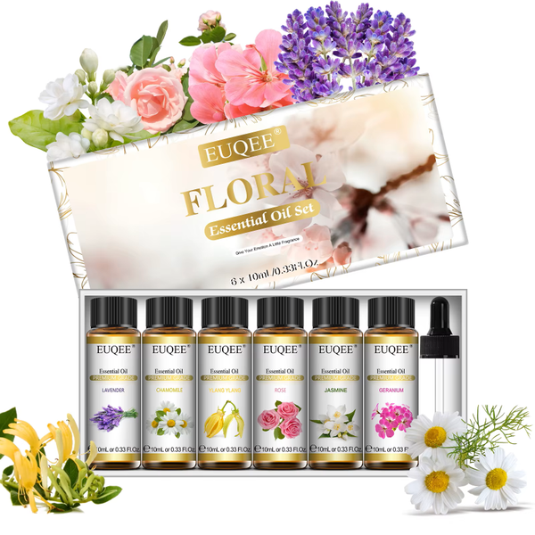 6-Piece Essential Oil Set – Lavender, Jasmine, Rose & Aromatherapy Scents