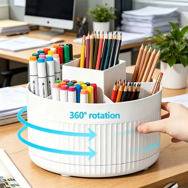 5-Compartment Rotating Desk Organizer