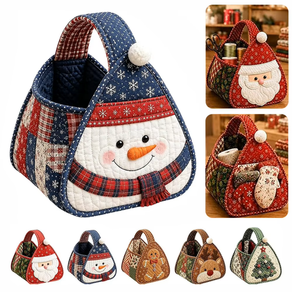 DIY Christmas Quilted Basket Sewing Kit – Handmade Storage Basket Craft Set