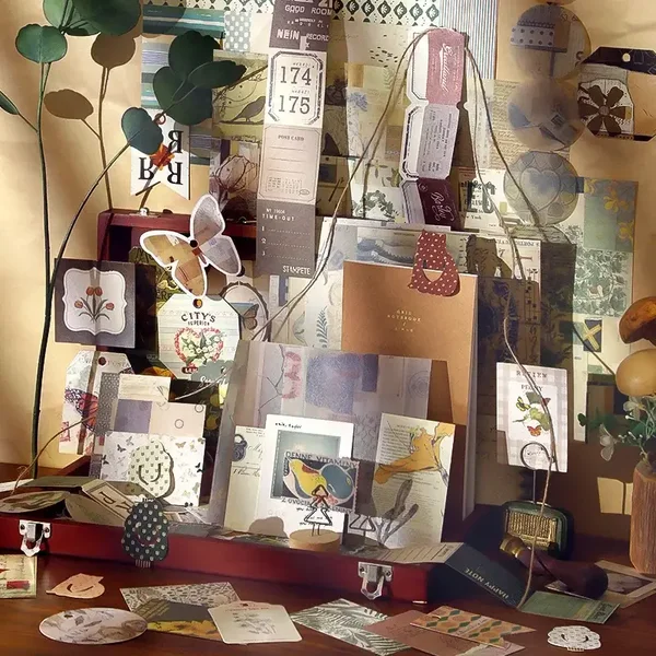 86-Piece Aesthetic Scrapbook & Junk Journal Kit – Stickers, Paper & Collage Supplies
