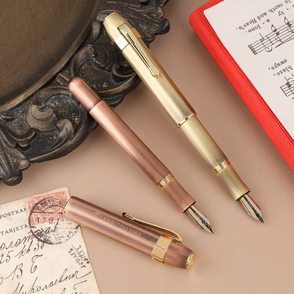 Antique Brass Pocket Rollerball Pen – Compact Portable Writing Pen