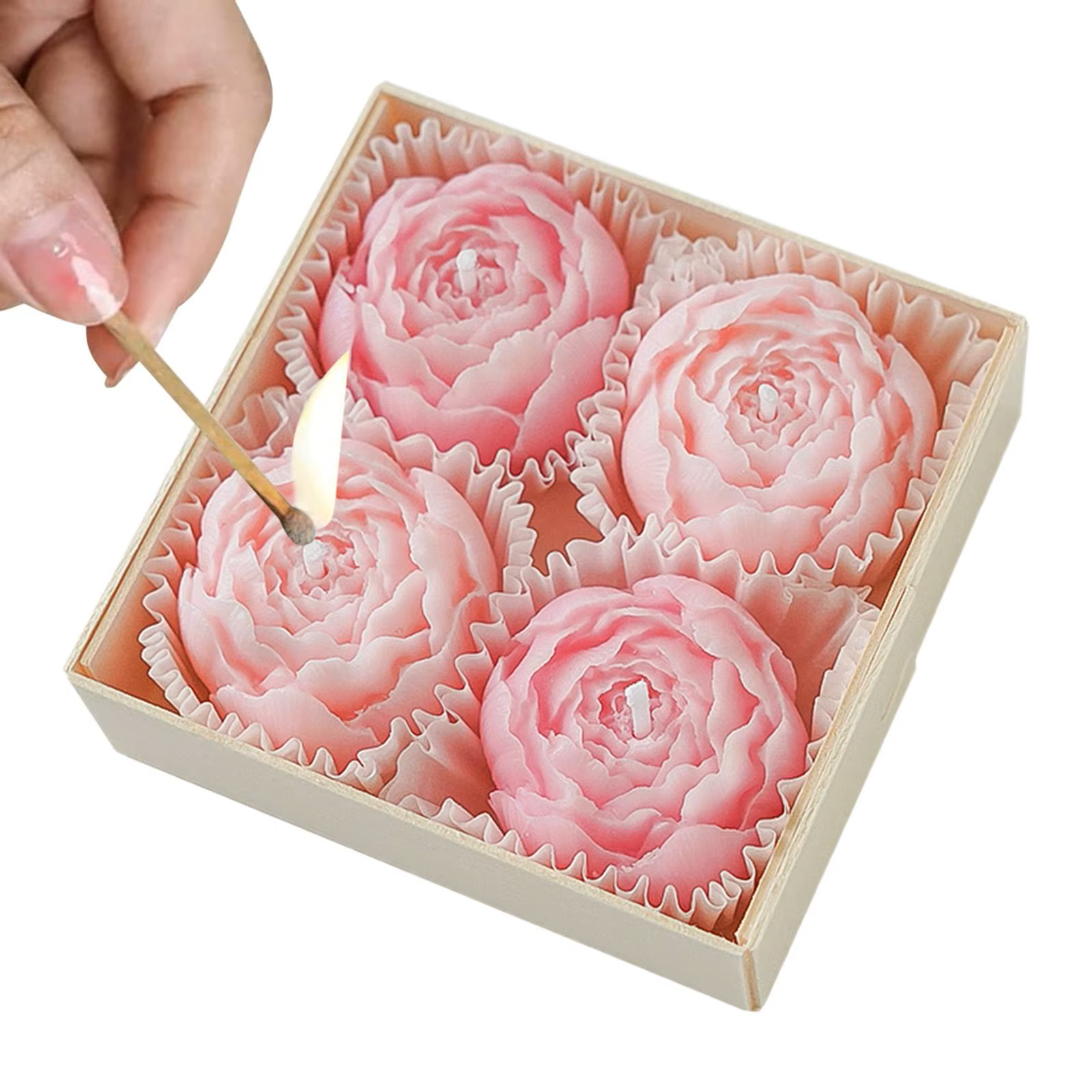 Rose Flower Shaped Soy Wax Candles – Set of 4 Decorative Handmade Candles