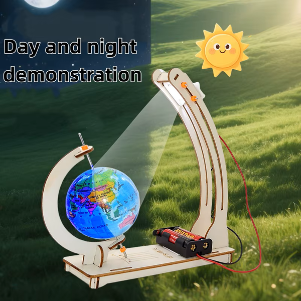 STEM DIY Earth Model Kit – Wooden Day & Night Cycle Globe Science Project