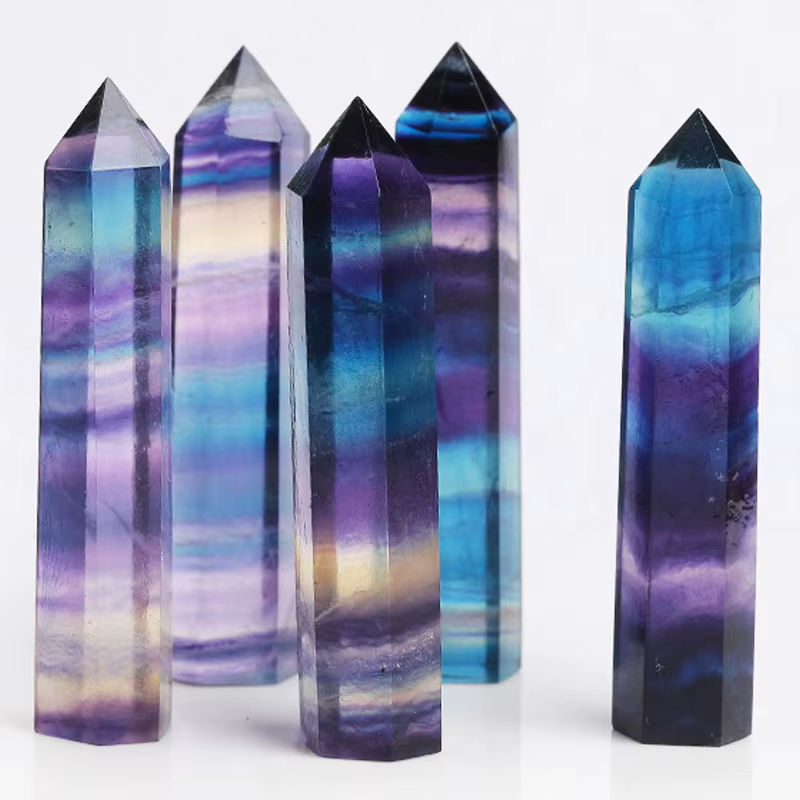 Polished Crystal Points – Amethyst & Rose Quartz Hexagonal Decor