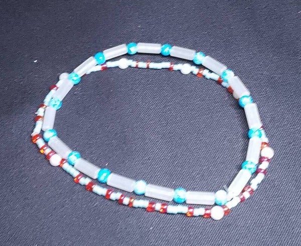 2 chaines de cheville perles 5 mm - 22 cm