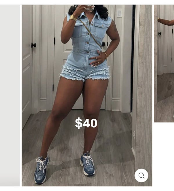 Jean short button up jumpsuit