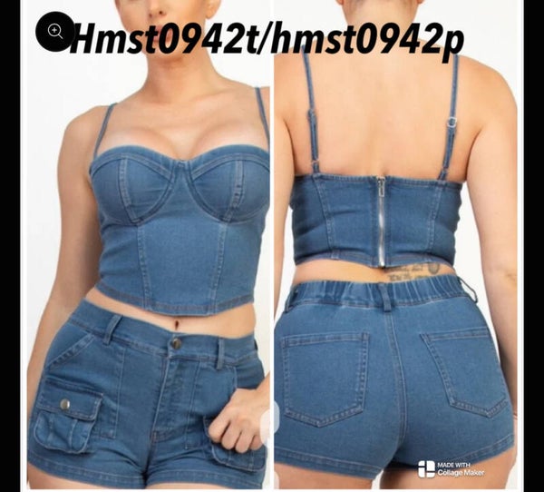 2 pcs jeans shorts set
