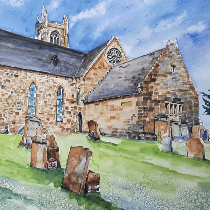 St Maurs Glencairn Church, Kilmaurs.. showing the Glencairn Aisle 12 x 16" £35 (donation towards the Ailse restoration fund)