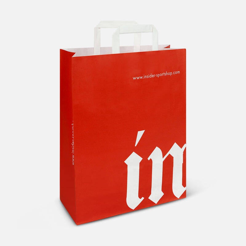 Papiertragetasche mit Flachhenkel im Flexodruck bedruckt