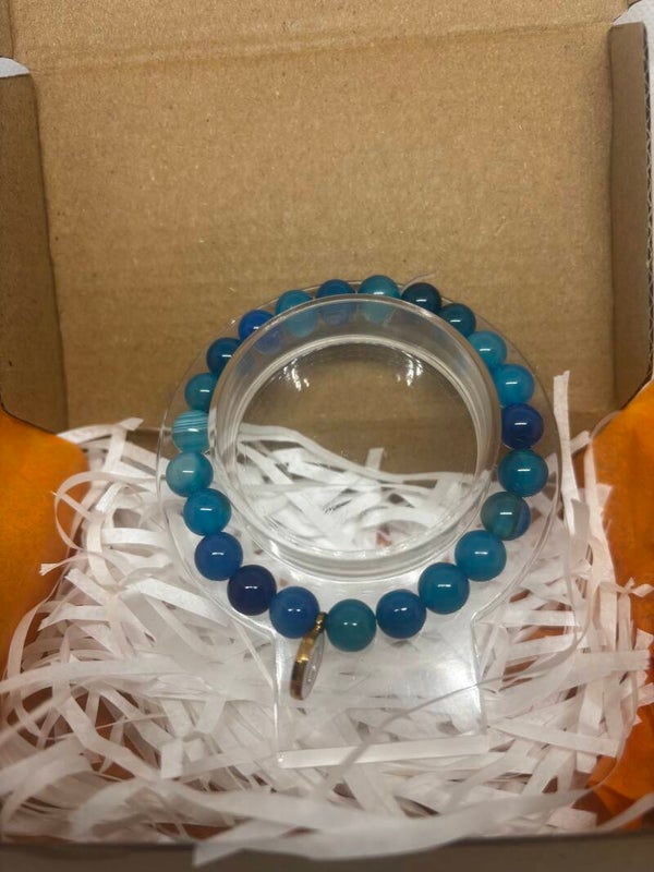 Bracelet Agate bleu rayé