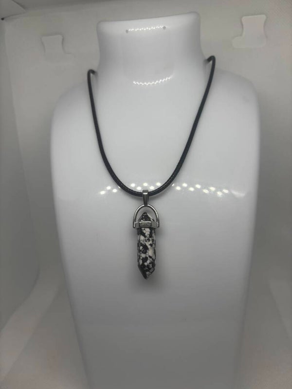 Collier Pendentif Jaspe Dalmatien