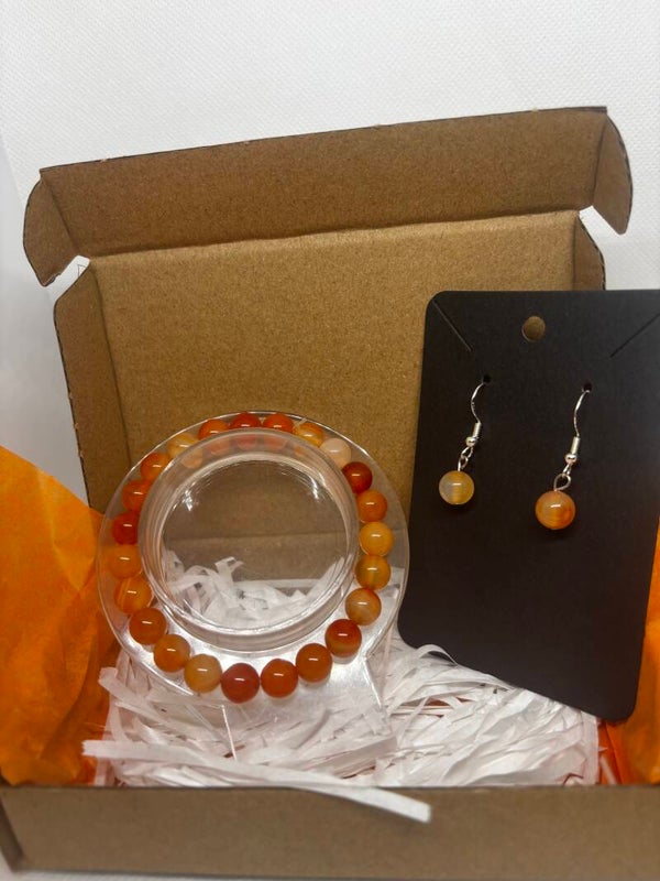 Box Bracelet & Boucles d’oreilles en Cornaline
