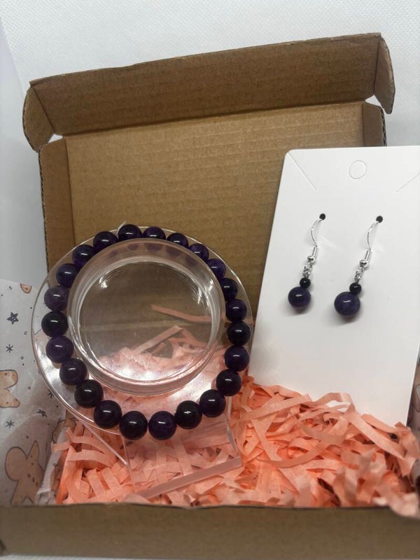 Box Bracelet & Boucles d’oreilles en Améthyste