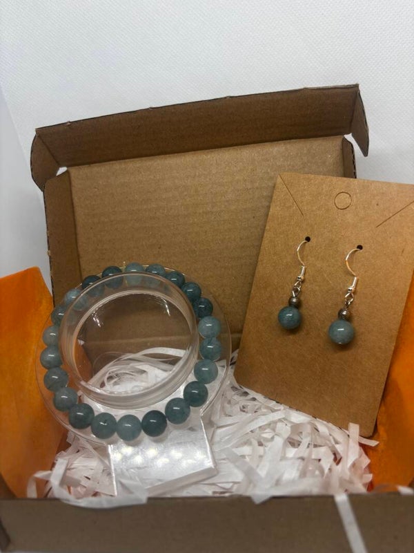 Box Bracelet & Boucles d’oreilles en Aventurine Bleue