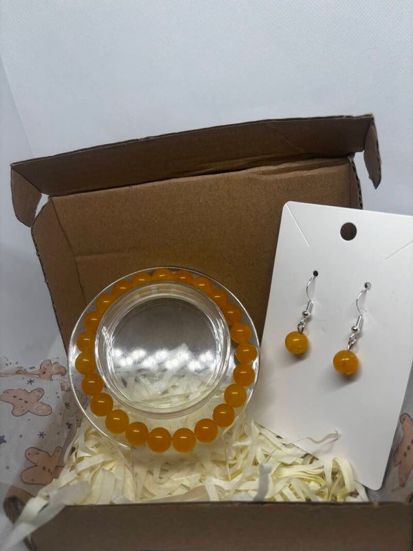 Coffret bijoux fantaisie jaune orangé