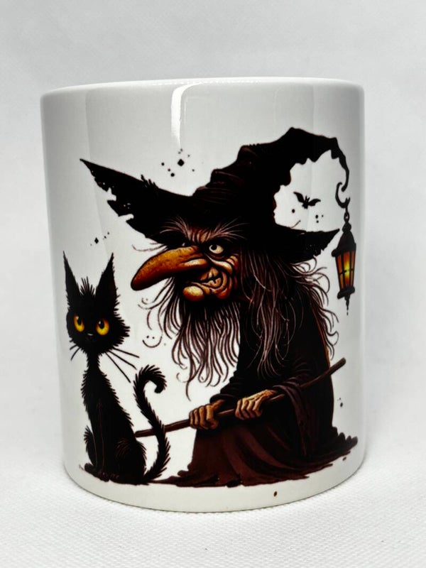 Mug Halloween – Sorcière & Chat Noir
