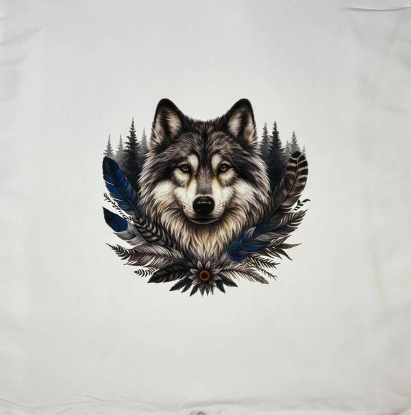 Housse de coussin loup mystique