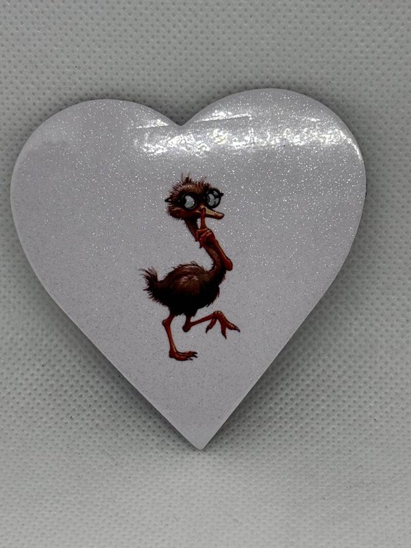 Magnet cœur autruche rigolote