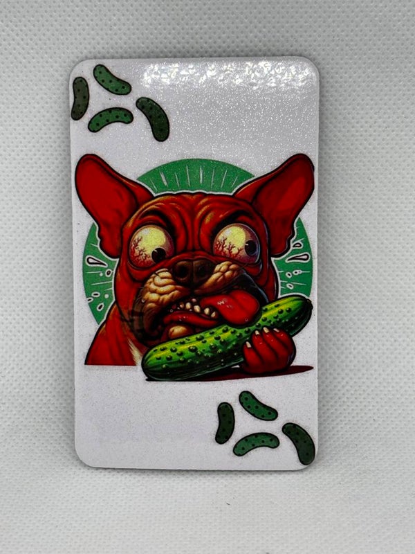 Magnet humoristique chien et cornichon