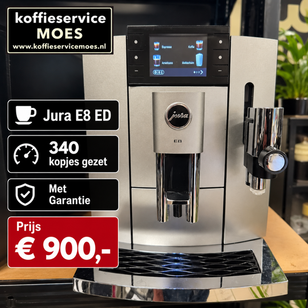 Jura E8 ED midnigth silver 2025 met 340 kopjes gezet