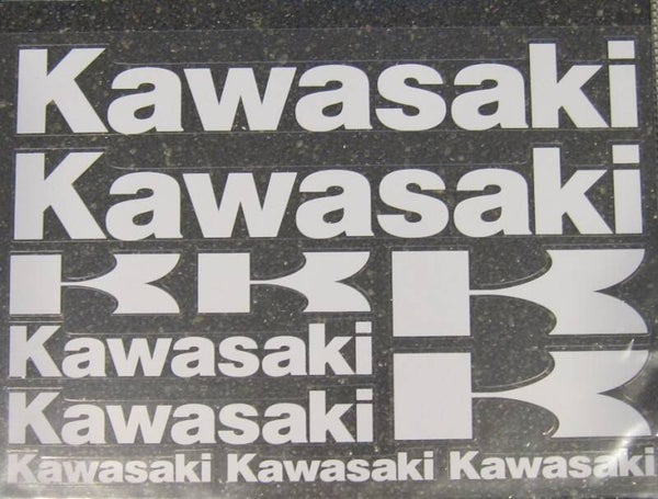 Stickervel / Autocollants - Kawasaki wit/blanc (34x24 cm)