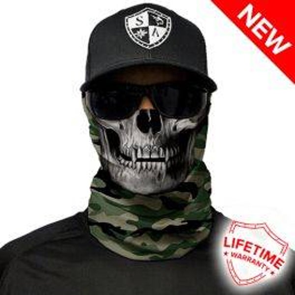 Face Mask - Grey Military Camo Skull