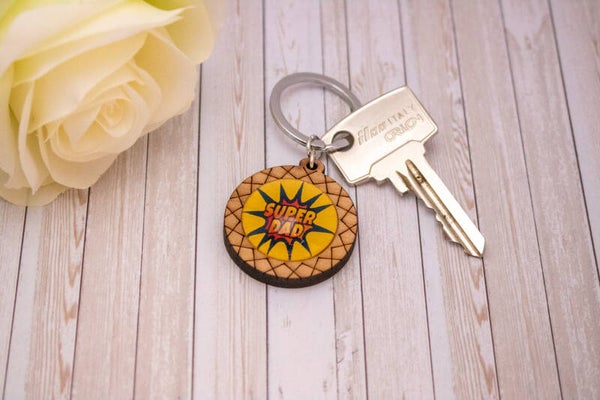 Sleutelhanger hout: Super DAD!