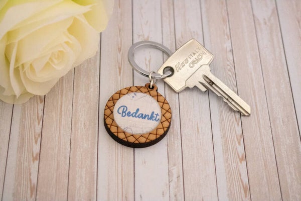 Sleutelhanger hout: Bedankt