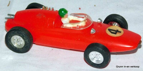 Racebaanauto Rode Lotus nummer 4