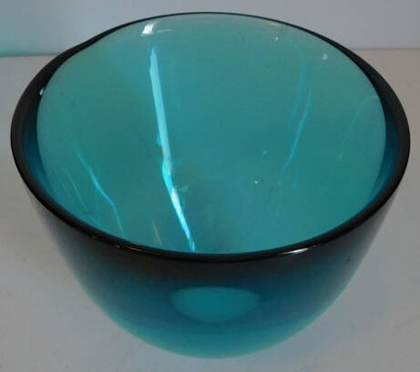 Orrefors Sweden, turquoise vaas / kom