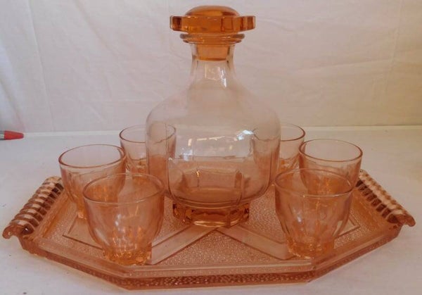 Art Deco persglazen Likeur servies