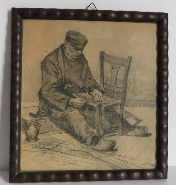 Jac J. Koeman (1889-1978) Rietvlechten, Ets / Tekening