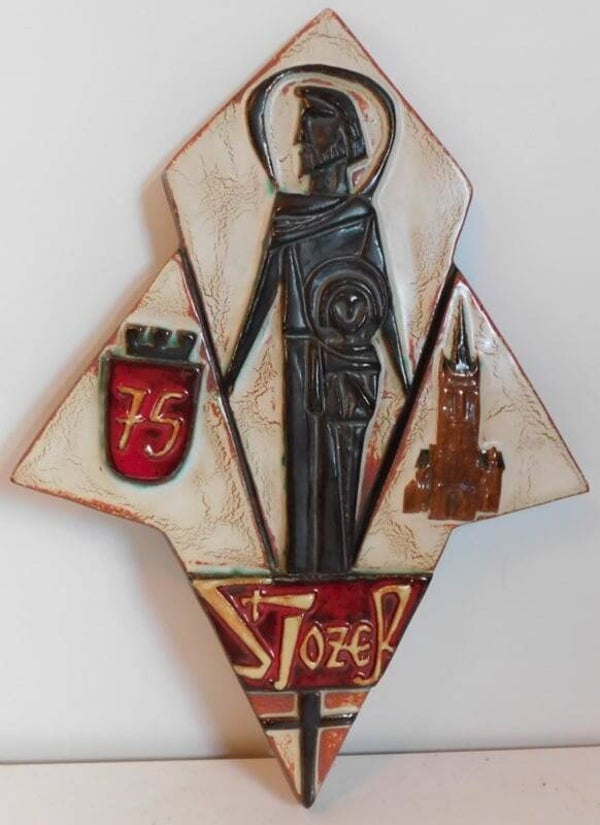 Religieus keramiek wandpaneel / plaquette