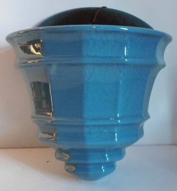 Blauwe keramiek planten / wandhanger
