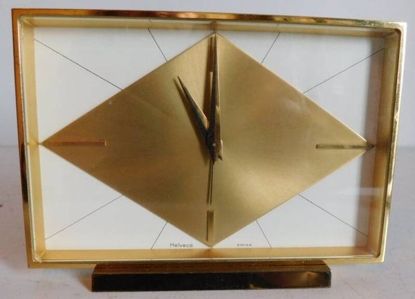 Helveco Swiss clock, messing table clock