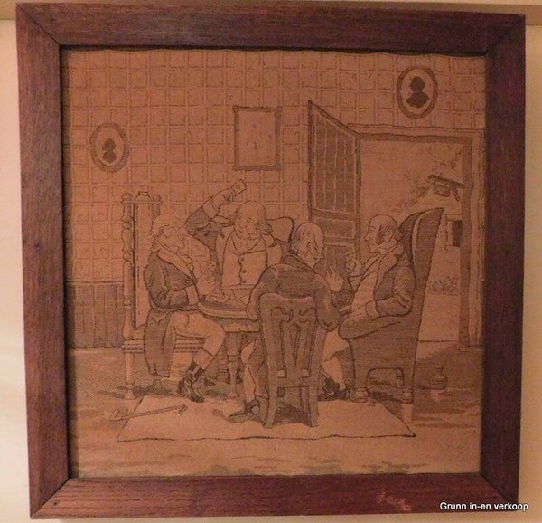 Geborduurde 19de -eeuwse volkskunst gezelschap.