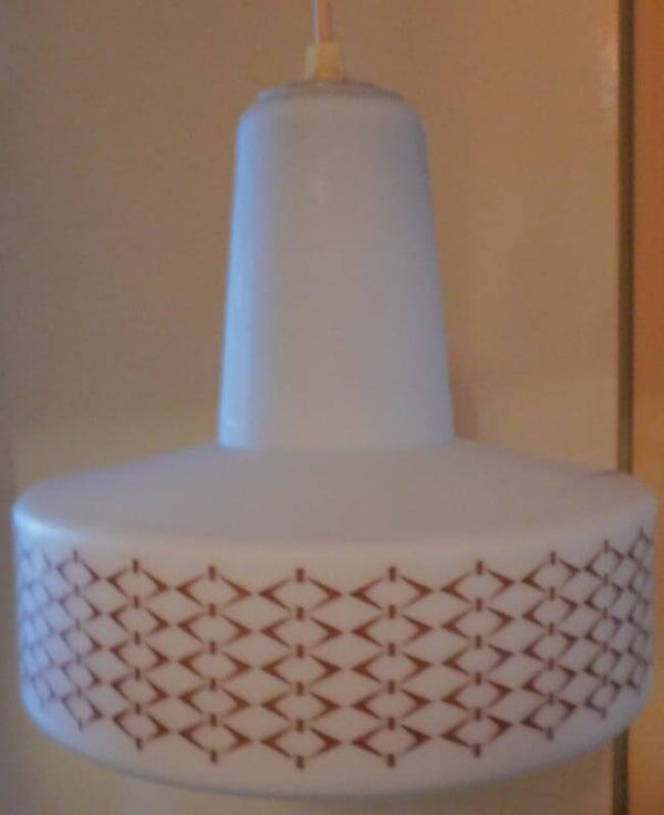 Retro wit glazen hanglamp, jaren 60