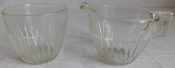Persglazen melkkannetje + suikerpot