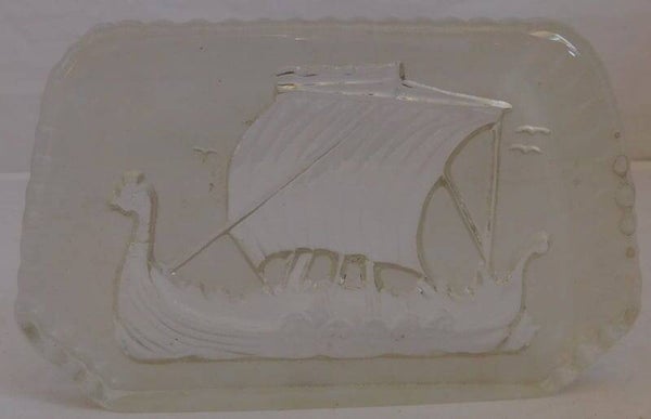 Noors viking schip, paperweight van glass