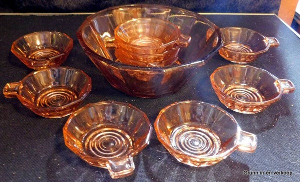 11 delige Depression glas set
