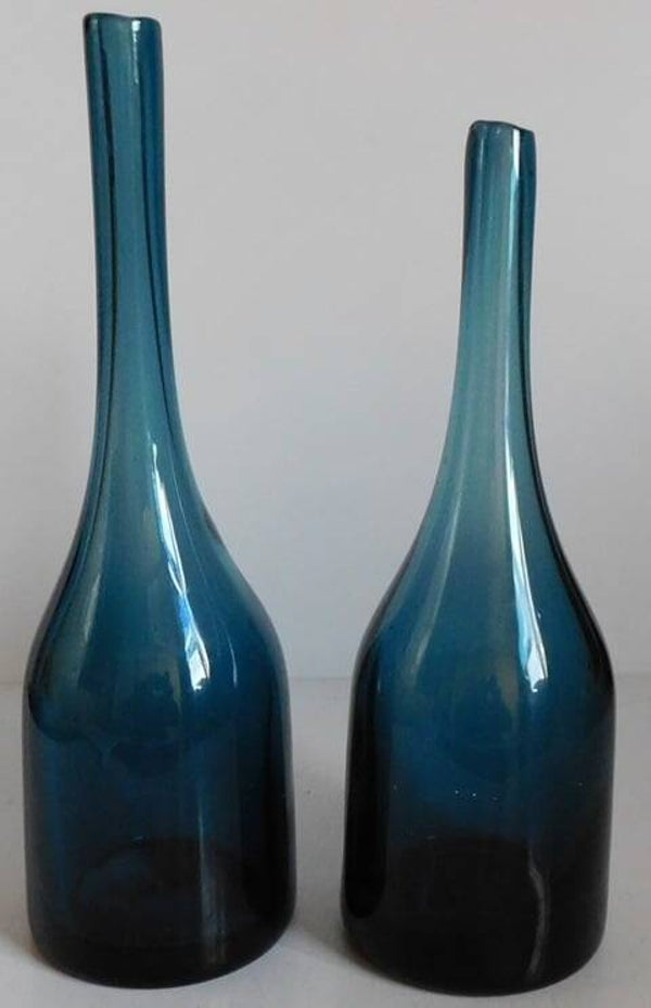 Blauwe glazen design sierfles