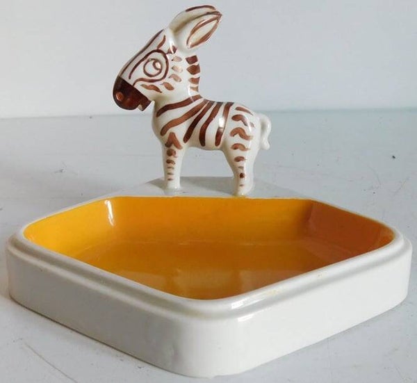 Unieke keramiek / porselein, zebra schaaltje